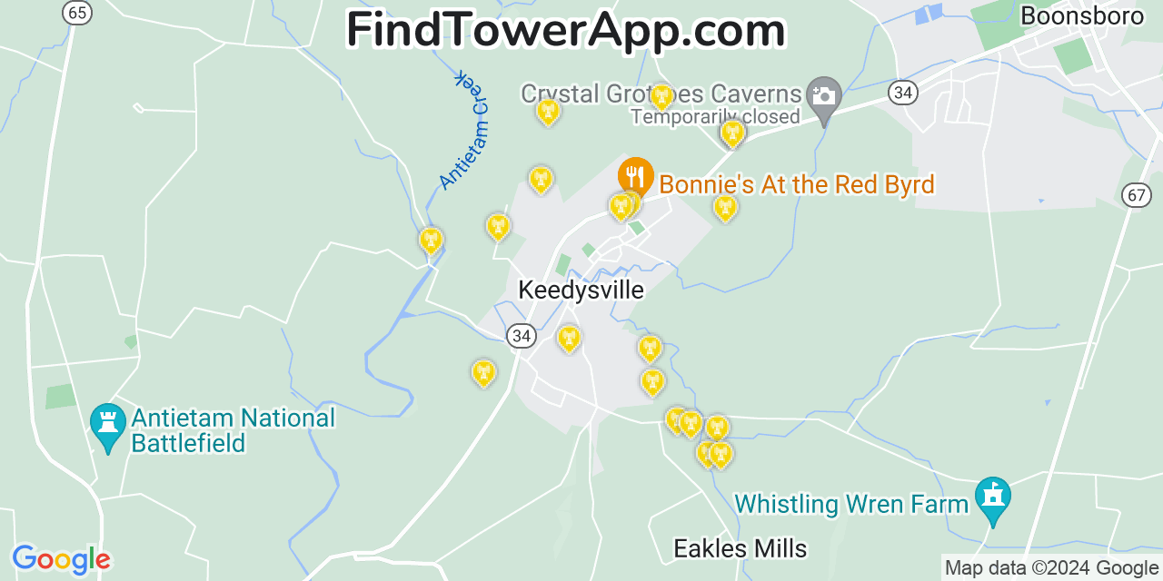 AT&T 4G/5G cell tower coverage map Keedysville, Maryland