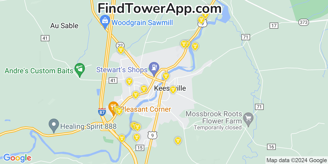 T-Mobile 4G/5G cell tower coverage map Keeseville, New York