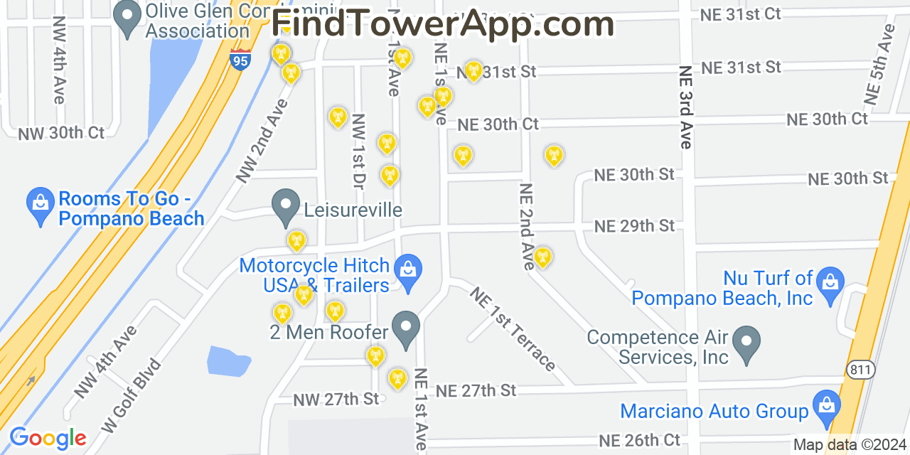 AT&T 4G/5G cell tower coverage map Kendall Green, Florida