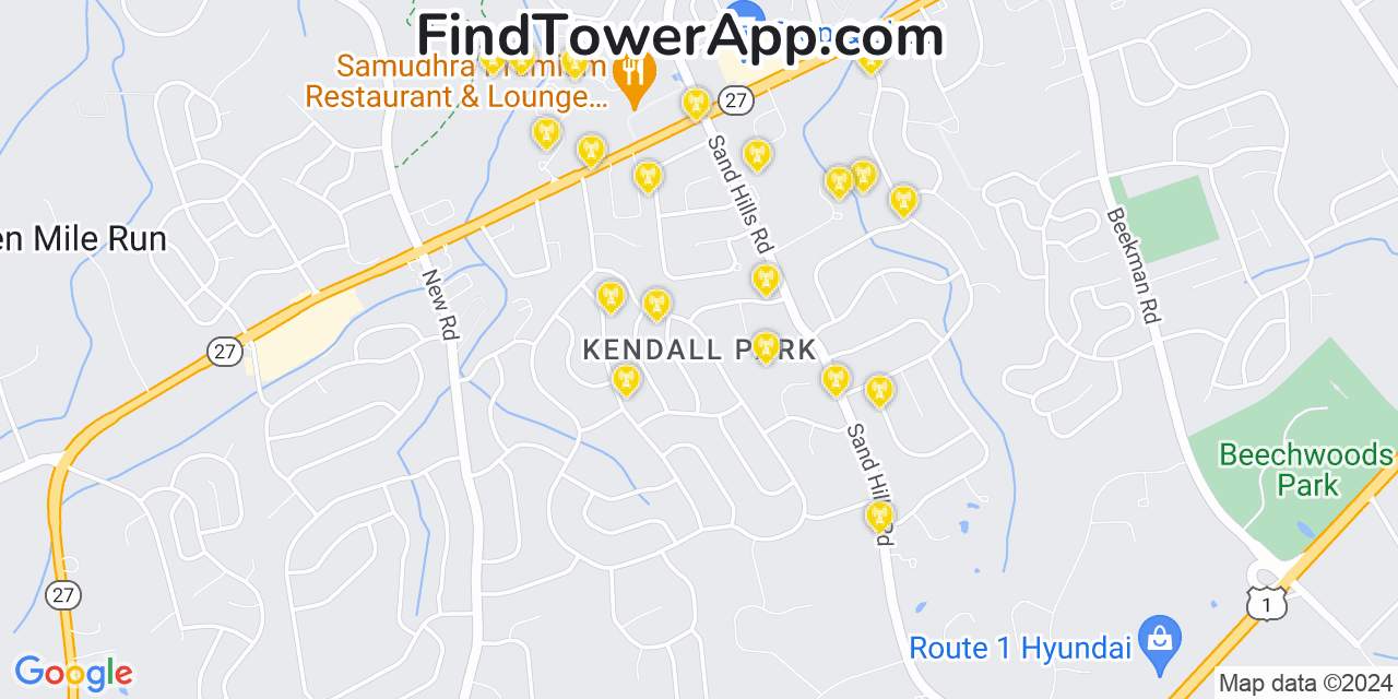 Verizon 4G/5G cell tower coverage map Kendall Park, New Jersey