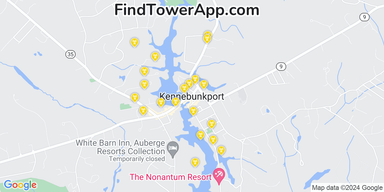 T-Mobile 4G/5G cell tower coverage map Kennebunkport, Maine