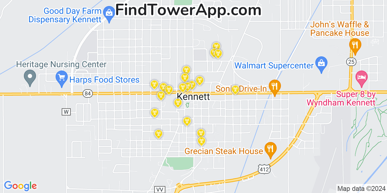 T-Mobile 4G/5G cell tower coverage map Kennett, Missouri