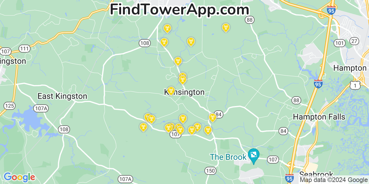 AT&T 4G/5G cell tower coverage map Kensington, New Hampshire