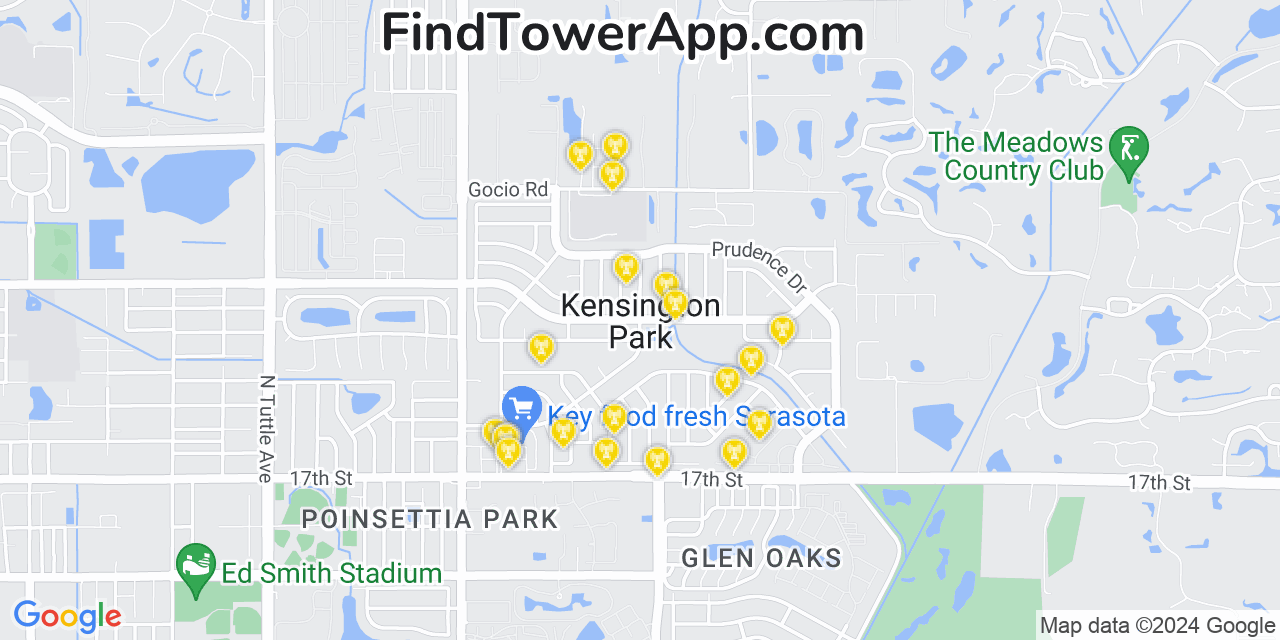 Verizon 4G/5G cell tower coverage map Kensington Park, Florida