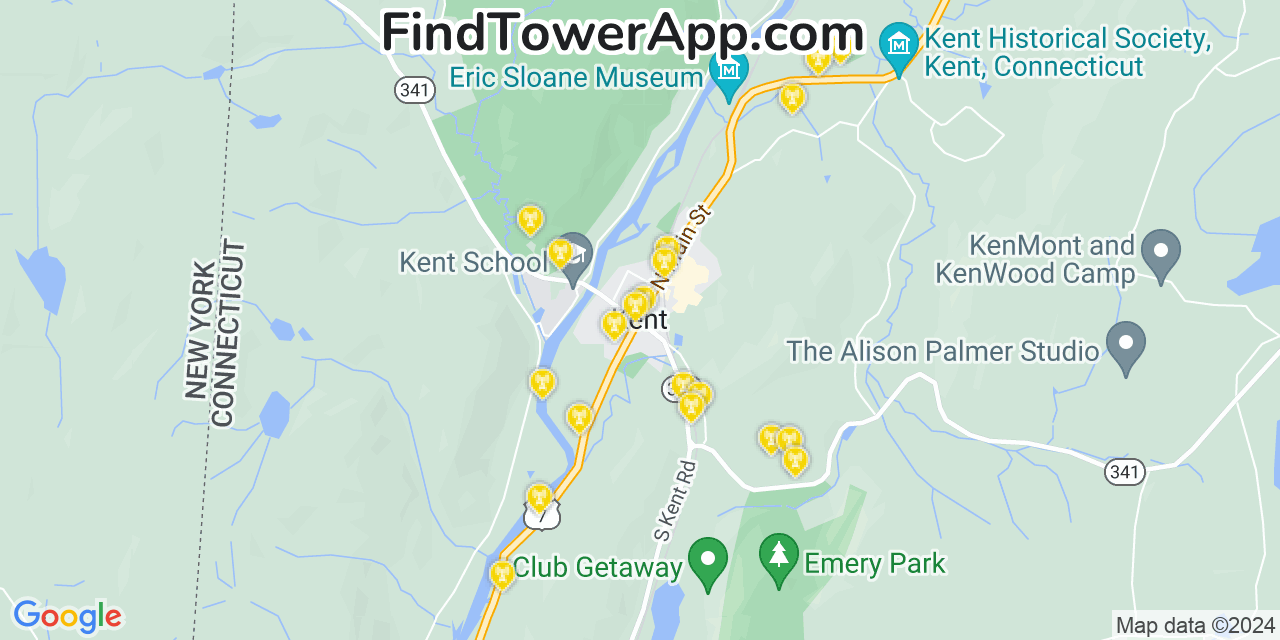 T-Mobile 4G/5G cell tower coverage map Kent, Connecticut