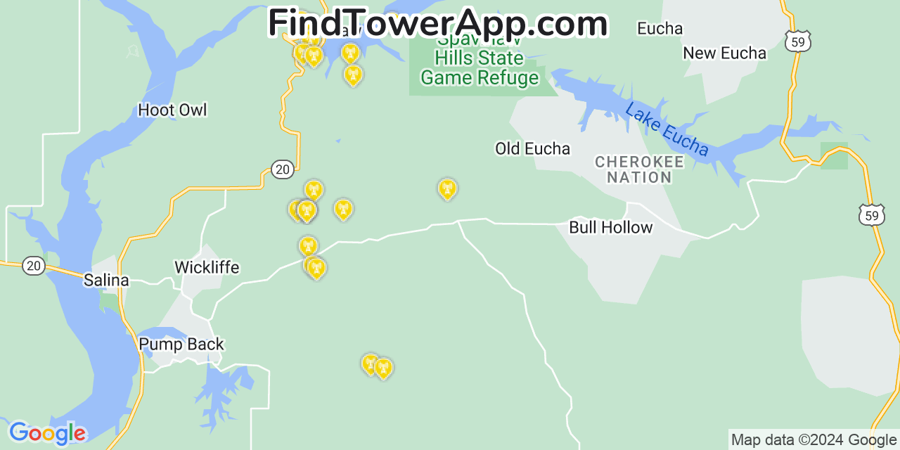 AT&T 4G/5G cell tower coverage map Kenwood, Oklahoma