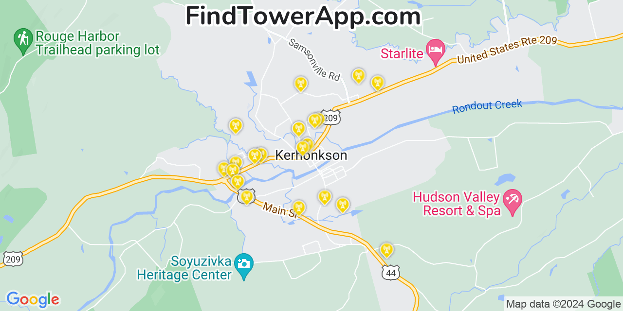 Verizon 4G/5G cell tower coverage map Kerhonkson, New York