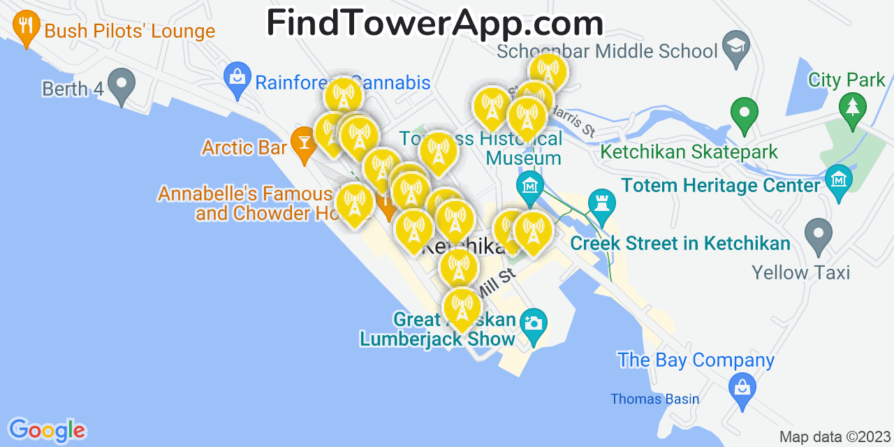 Verizon 4G/5G cell tower coverage map Ketchikan, Alaska