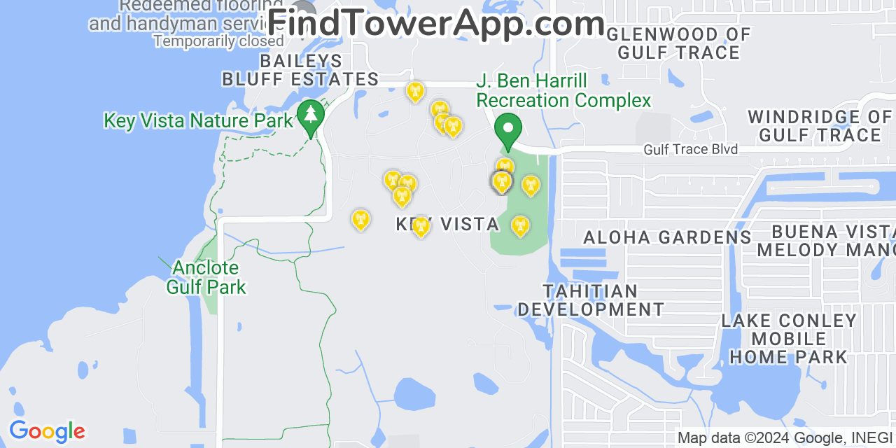 Verizon 4G/5G cell tower coverage map Key Vista, Florida