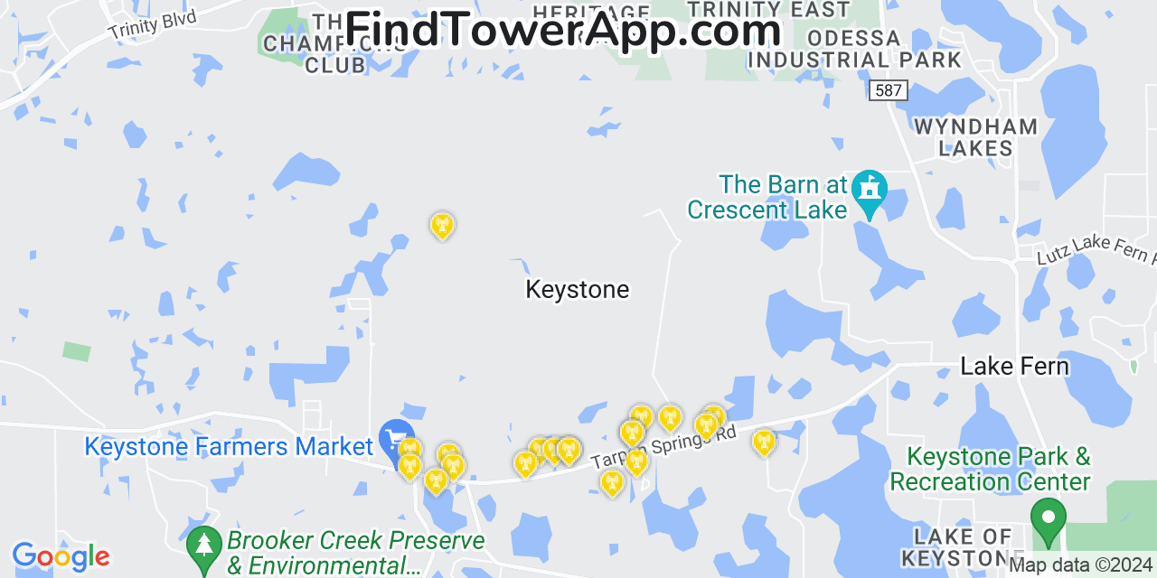 Verizon 4G/5G cell tower coverage map Keystone, Florida