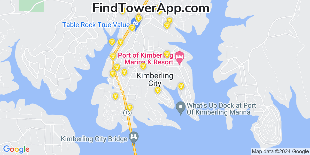 T-Mobile 4G/5G cell tower coverage map Kimberling City, Missouri