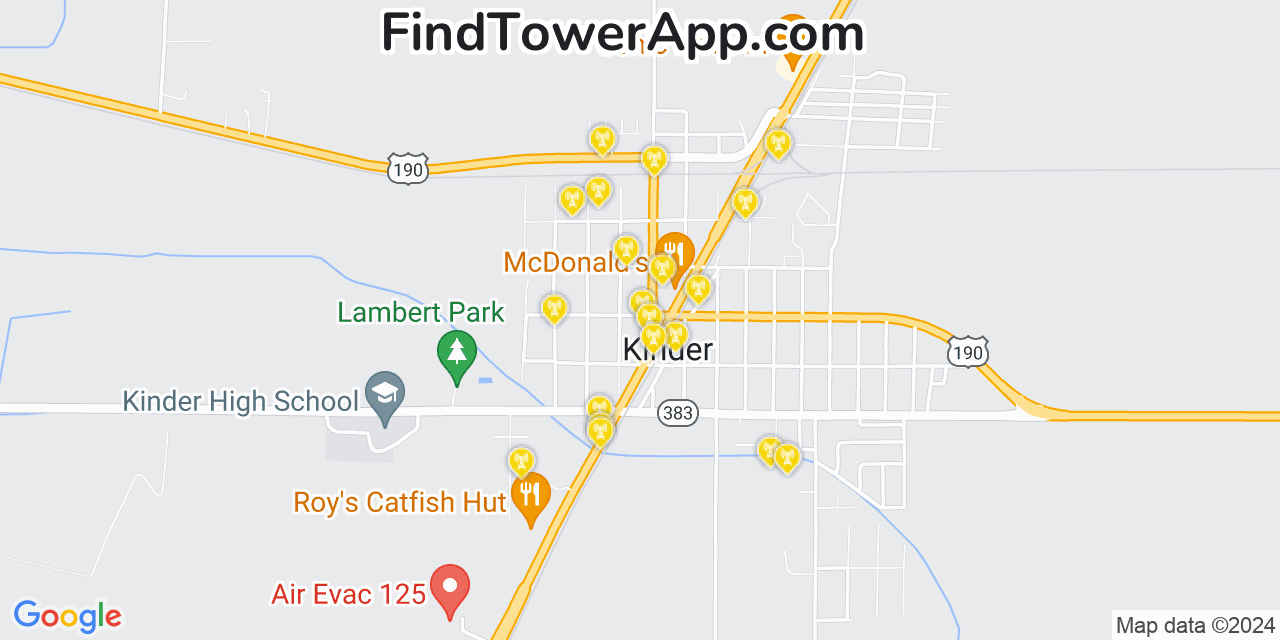 T-Mobile 4G/5G cell tower coverage map Kinder, Louisiana