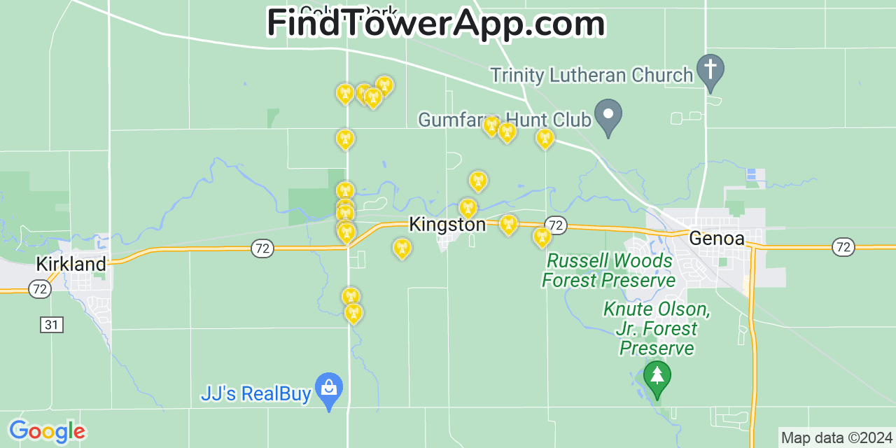 T-Mobile 4G/5G cell tower coverage map Kingston, Illinois