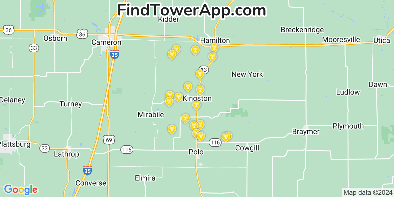 T-Mobile 4G/5G cell tower coverage map Kingston, Missouri