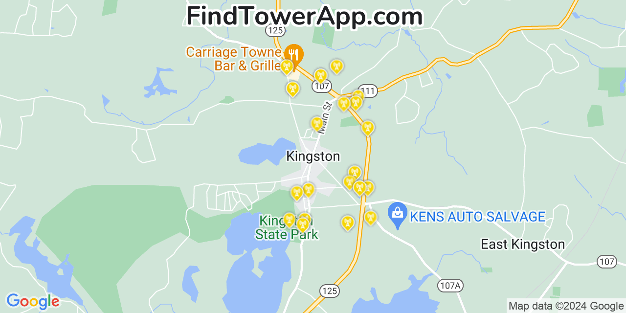 AT&T 4G/5G cell tower coverage map Kingston, New Hampshire