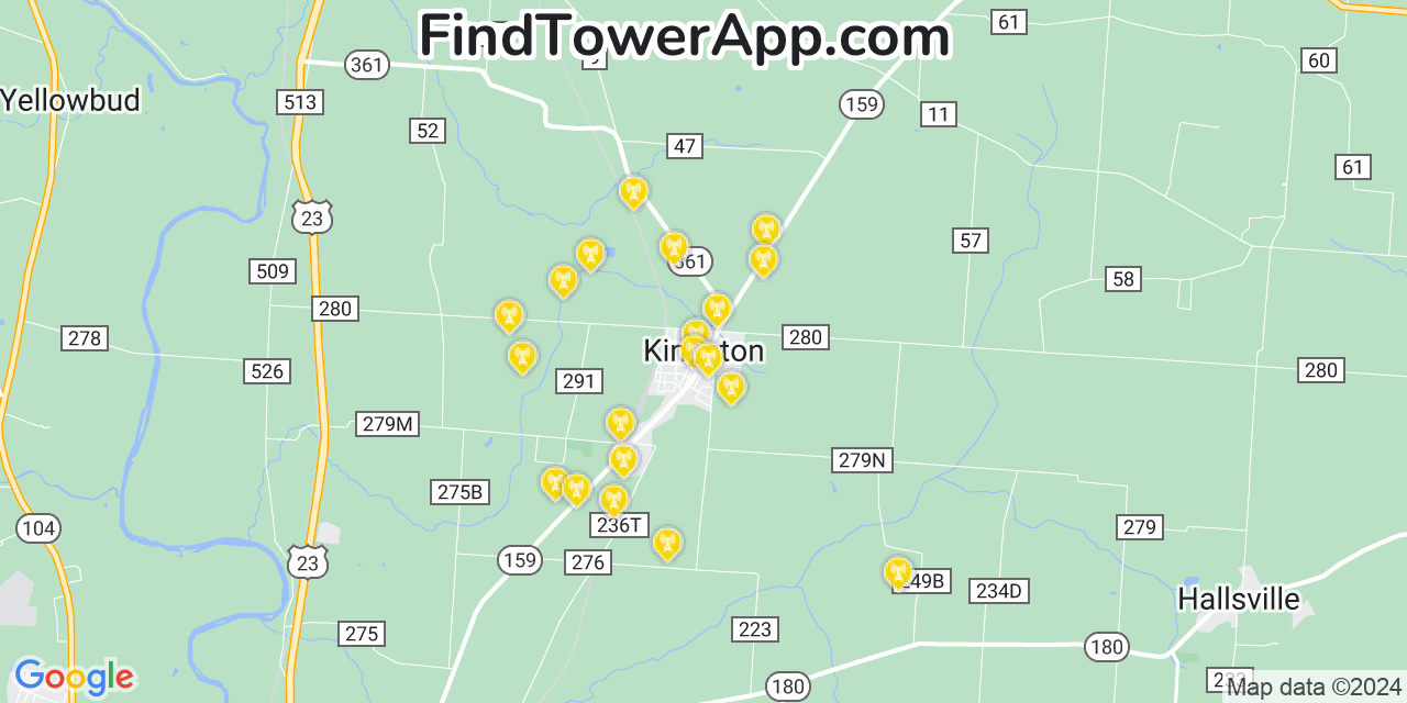 AT&T 4G/5G cell tower coverage map Kingston, Ohio