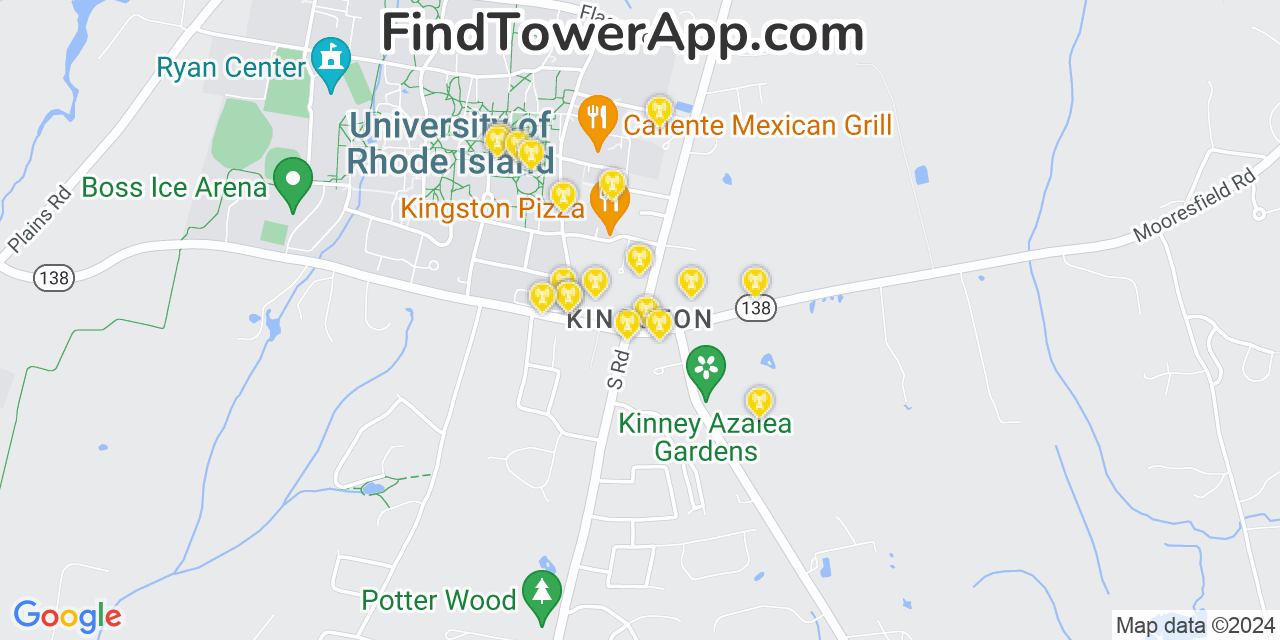 AT&T 4G/5G cell tower coverage map Kingston, Rhode Island