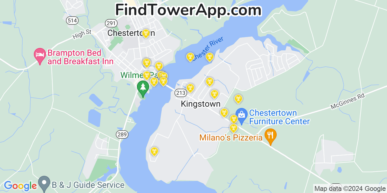 Verizon 4G/5G cell tower coverage map Kingstown, Maryland