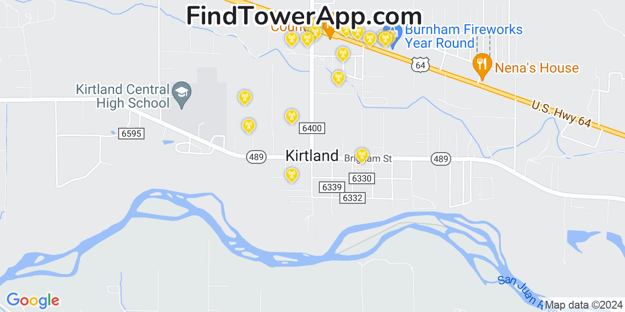 Verizon 4G/5G cell tower coverage map Kirtland, New Mexico