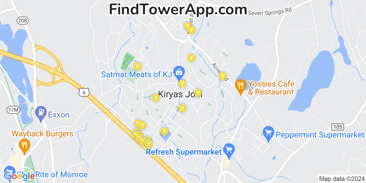 T-Mobile 4G/5G cell tower coverage map Kiryas Joel, New York