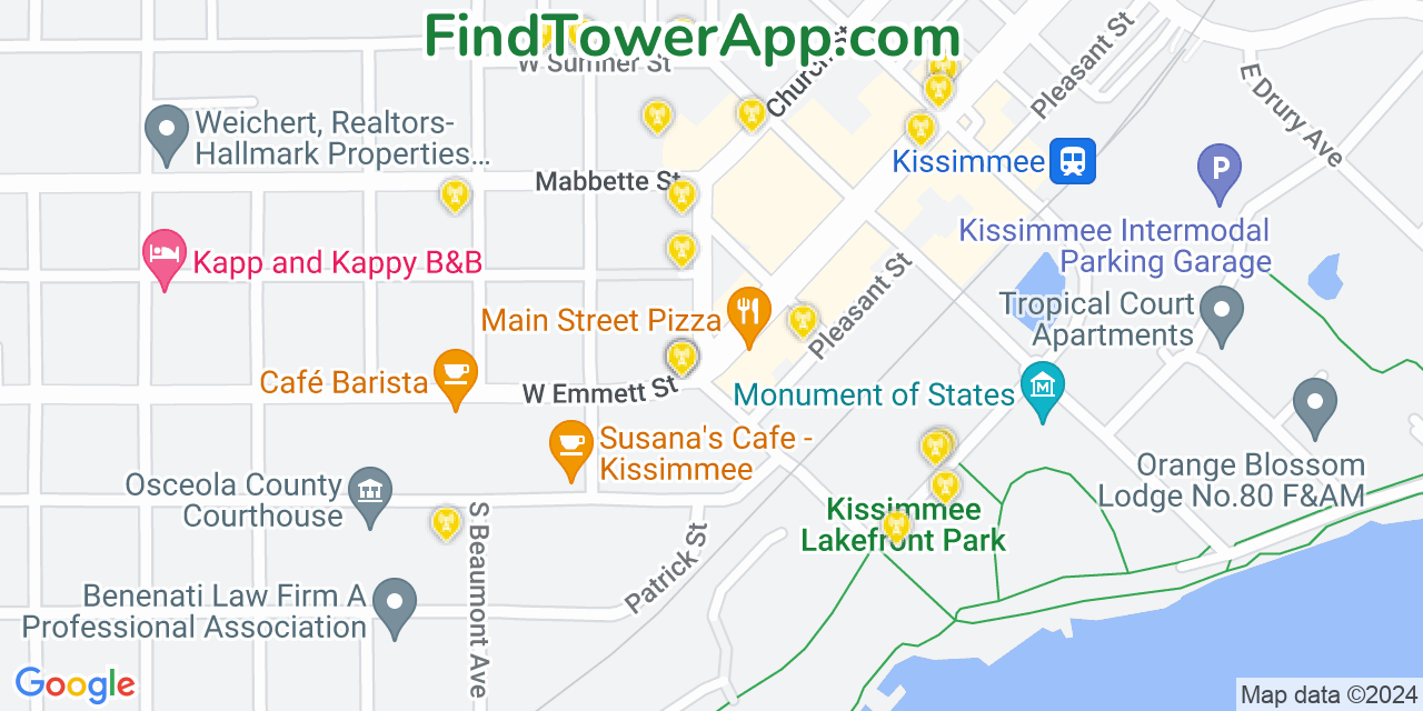 AT&T 4G/5G cell tower coverage map Kissimmee, Florida