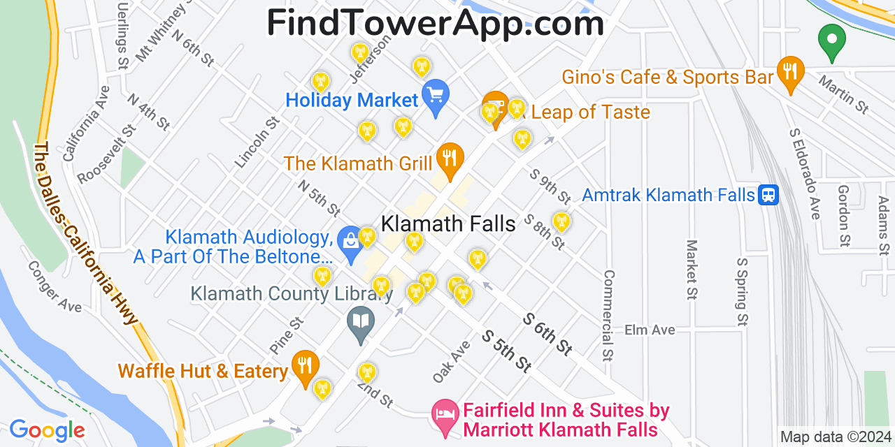 T-Mobile 4G/5G cell tower coverage map Klamath Falls, Oregon