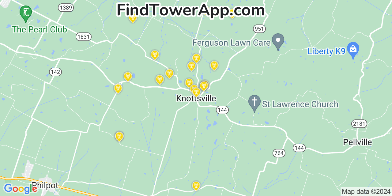 Verizon 4G/5G cell tower coverage map Knottsville, Kentucky