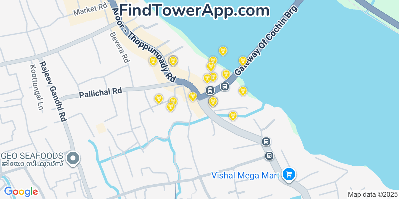 Kochi Cell Towers, India - FindTower App Coverage Maps