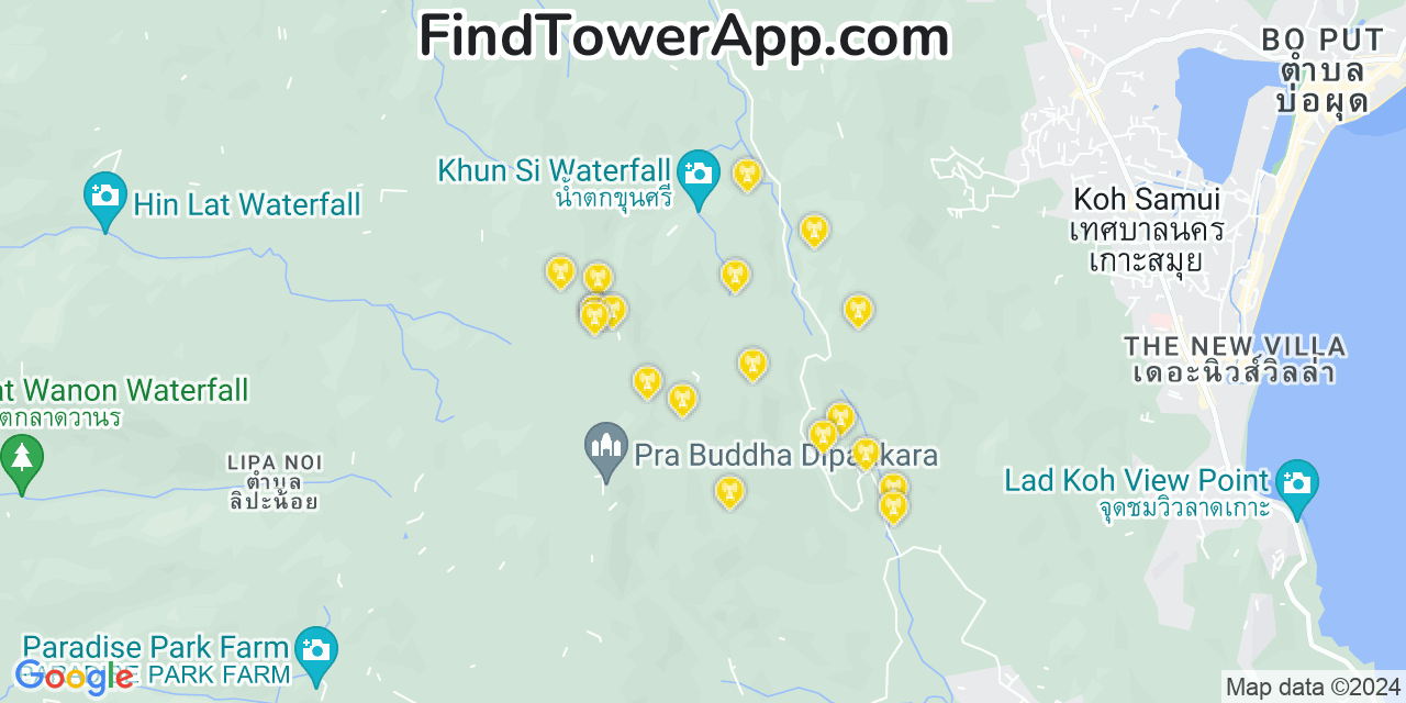 Koh-Samui (Thailand) 4G/5G cell tower coverage map