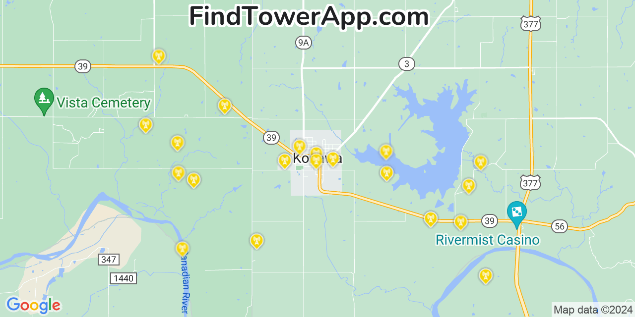 T-Mobile 4G/5G cell tower coverage map Konawa, Oklahoma