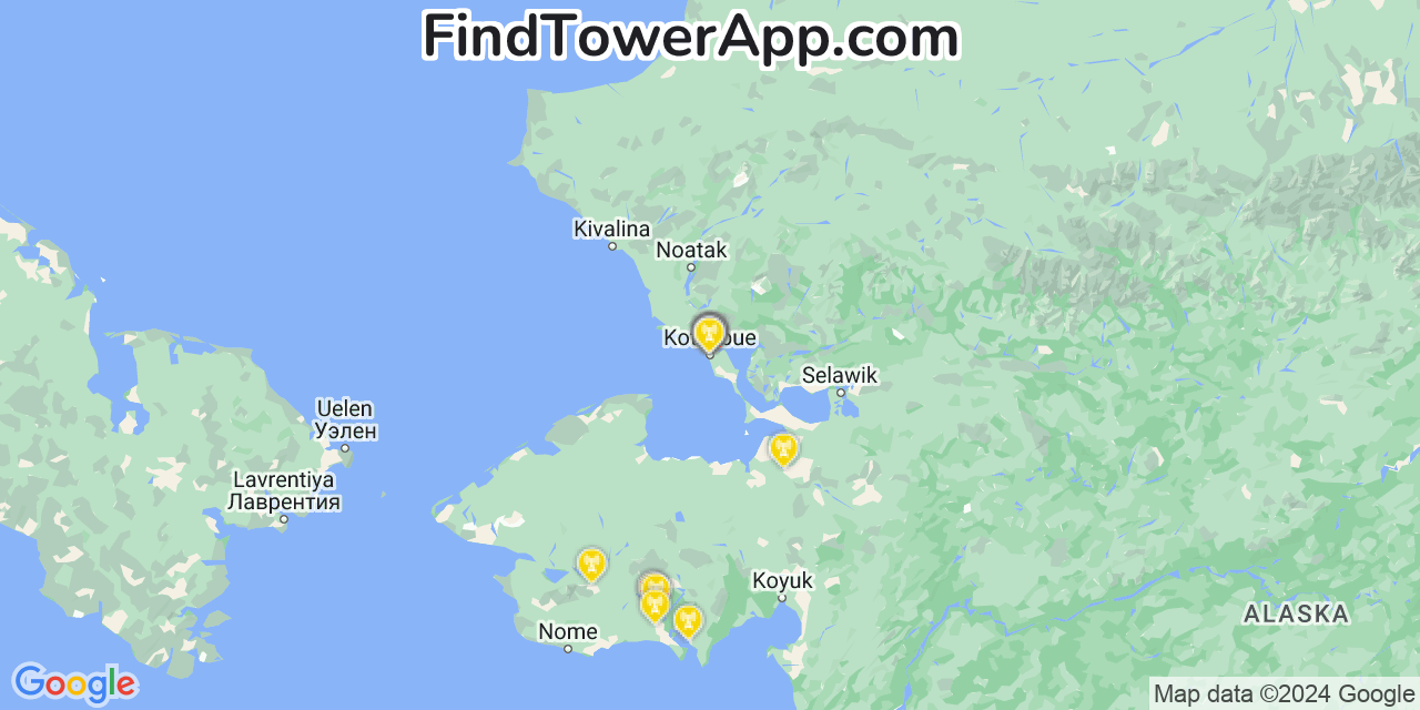 AT&T 4G/5G cell tower coverage map Kotzebue, Alaska