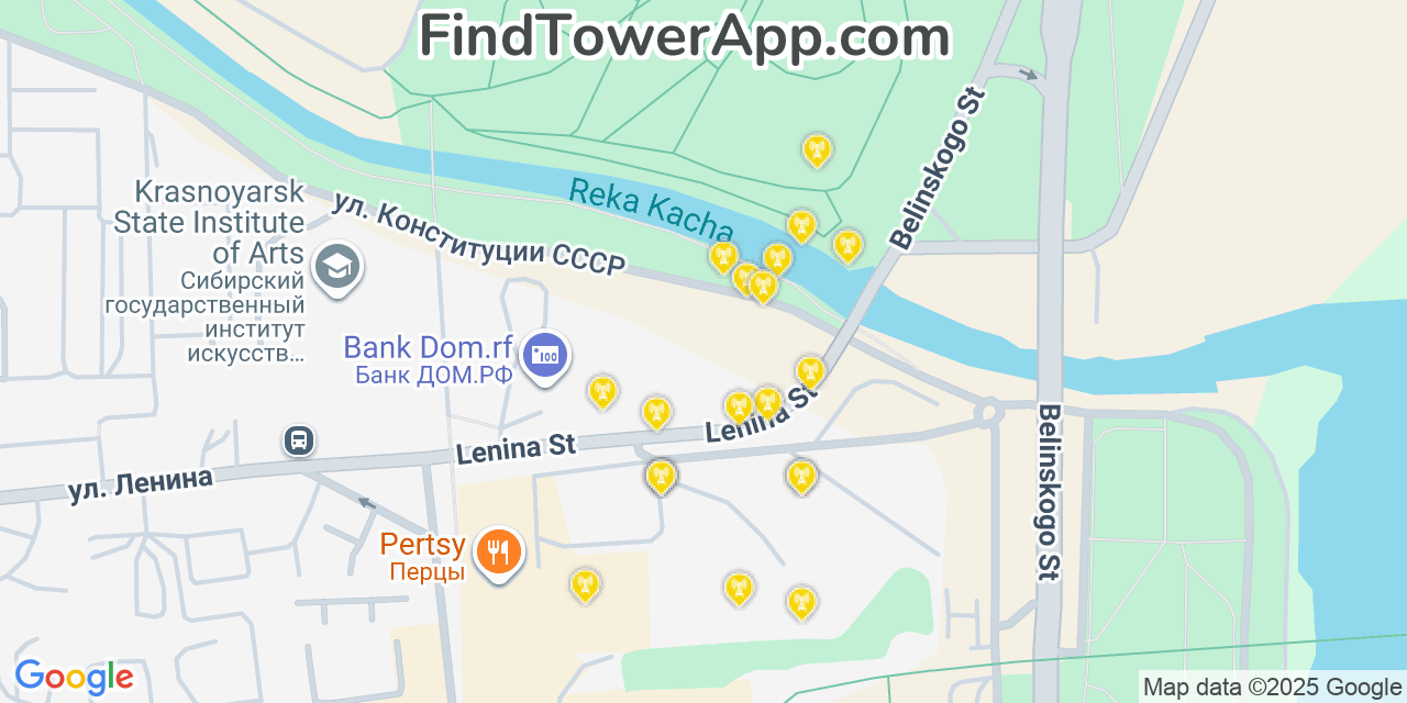Krasnoyarsk Cell Towers, Russia - FindTower App Coverage Maps