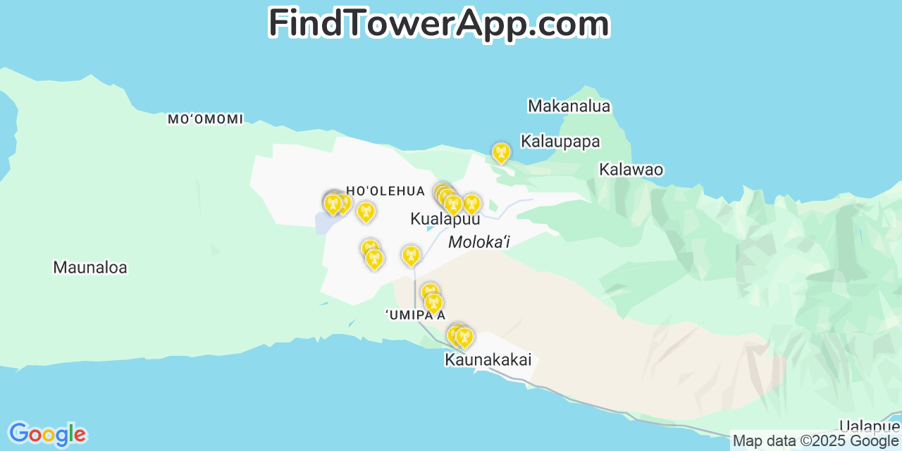 Verizon 4G/5G cell tower coverage map Kualapuu, Hawaii