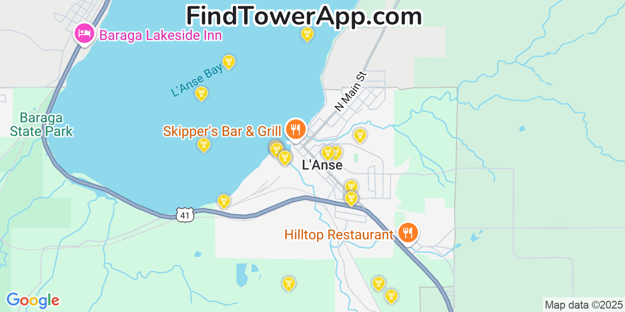 AT&T 4G/5G cell tower coverage map LAnse, Michigan