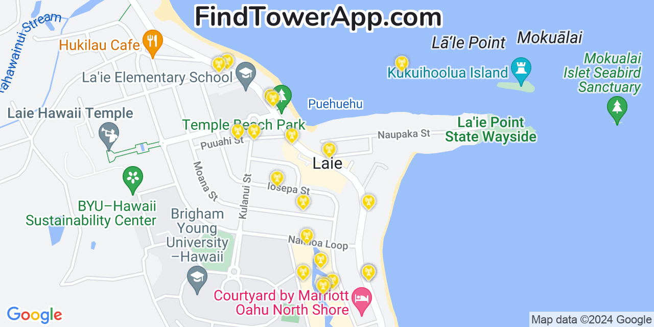 T-Mobile 4G/5G cell tower coverage map Lā‘ie, Hawaii