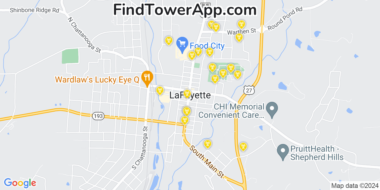 Verizon 4G/5G cell tower coverage map LaFayette, Georgia