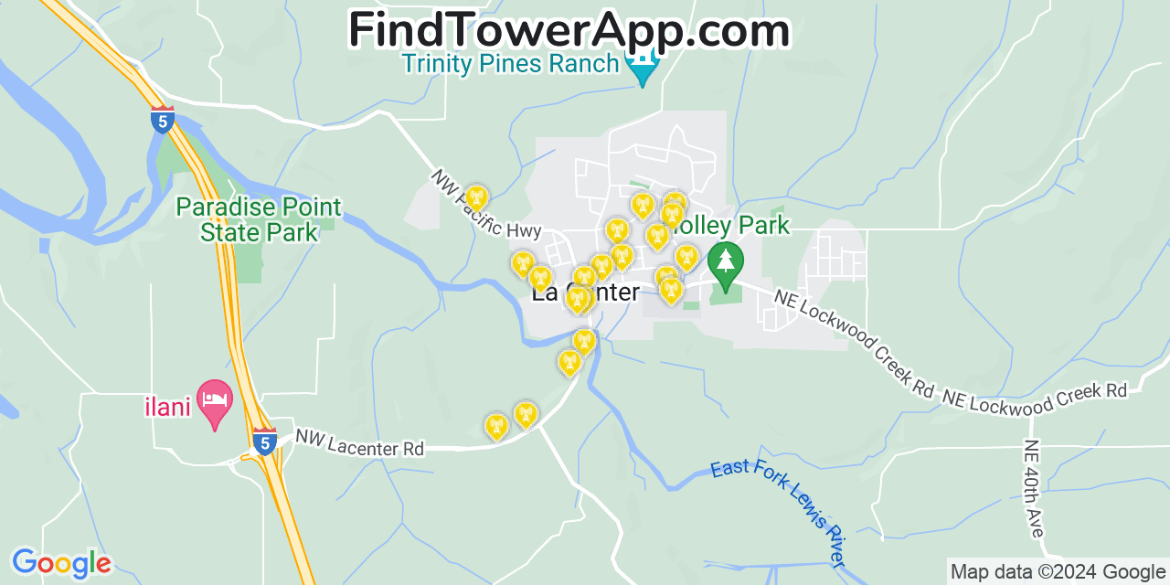 T-Mobile 4G/5G cell tower coverage map La Center, Washington