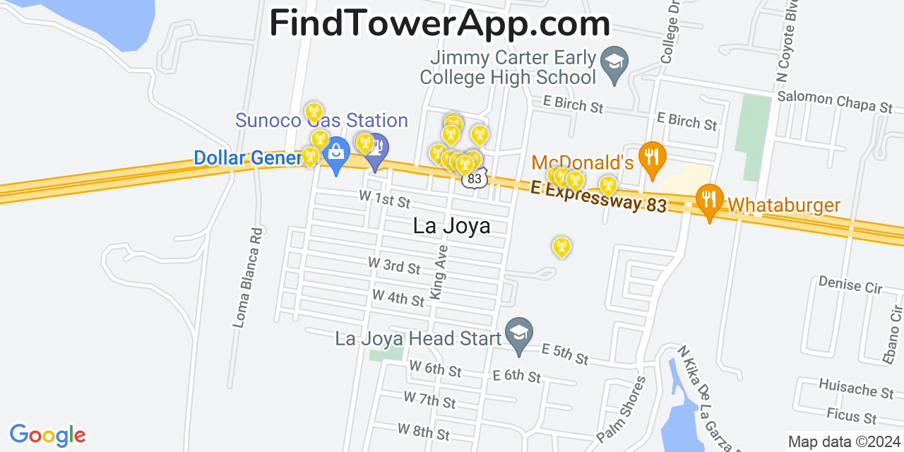 AT&T 4G/5G cell tower coverage map La Joya, Texas