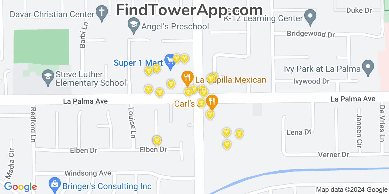 T-Mobile 4G/5G cell tower coverage map La Palma, California