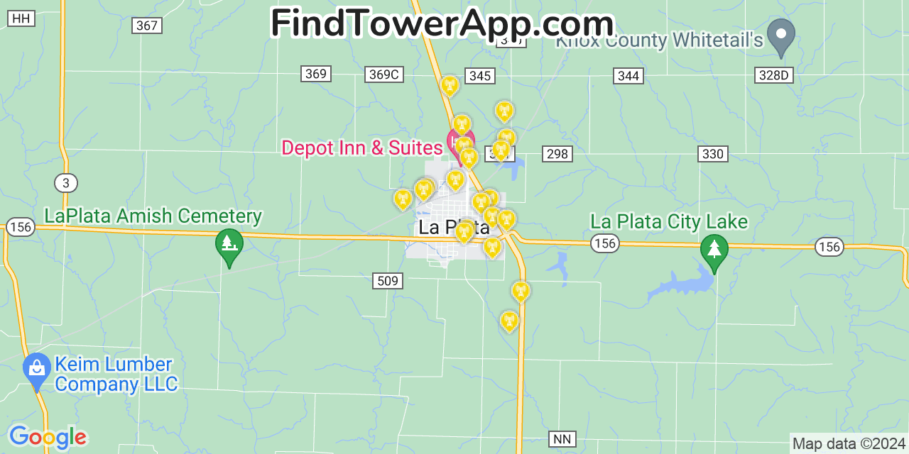 AT&T 4G/5G cell tower coverage map La Plata, Missouri