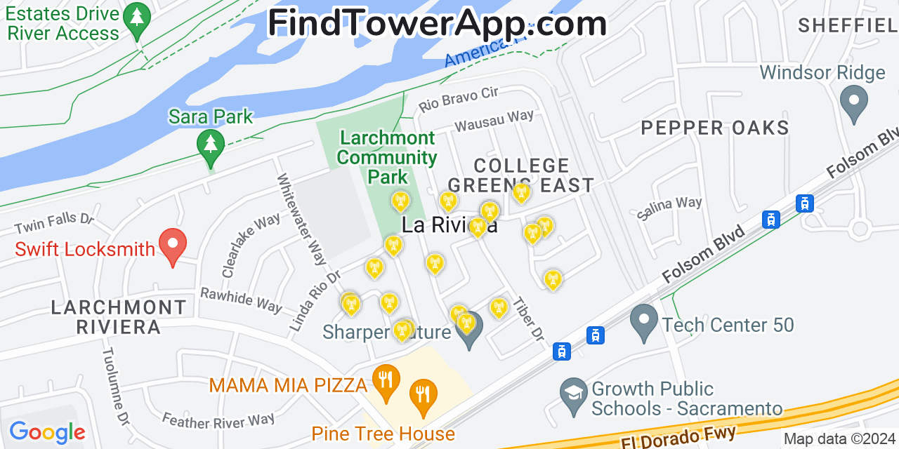 Verizon 4G/5G cell tower coverage map La Riviera, California