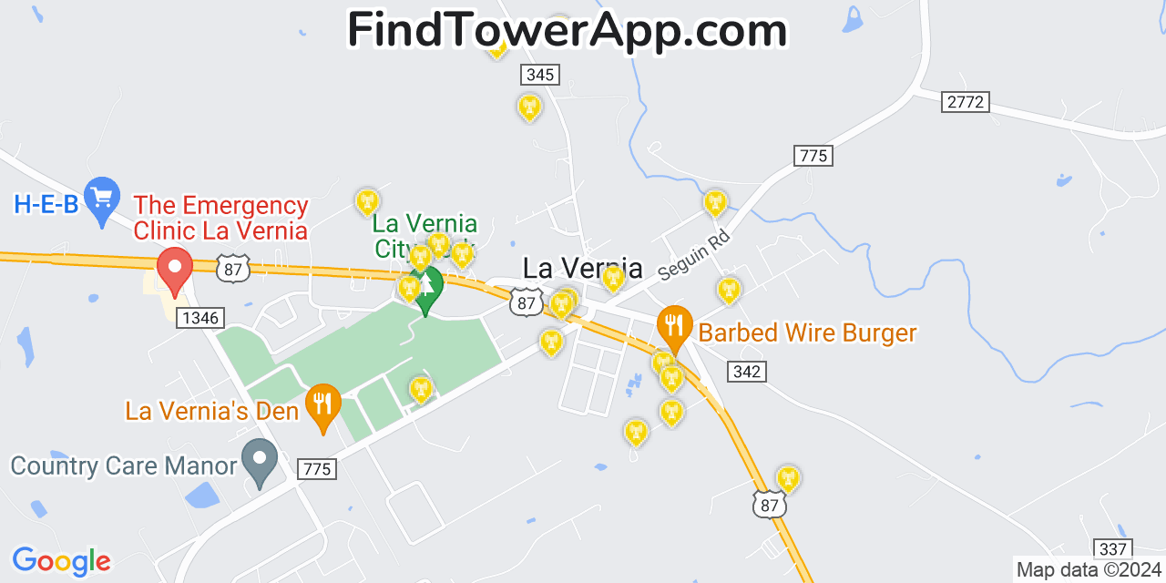 AT&T 4G/5G cell tower coverage map La Vernia, Texas