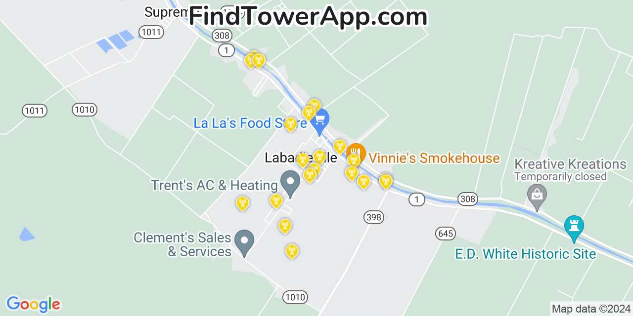 AT&T 4G/5G cell tower coverage map Labadieville, Louisiana