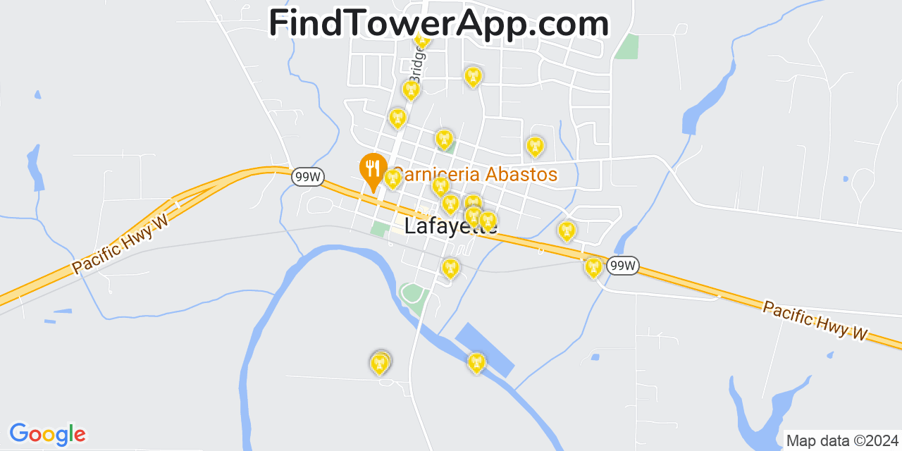 AT&T 4G/5G cell tower coverage map Lafayette, Oregon