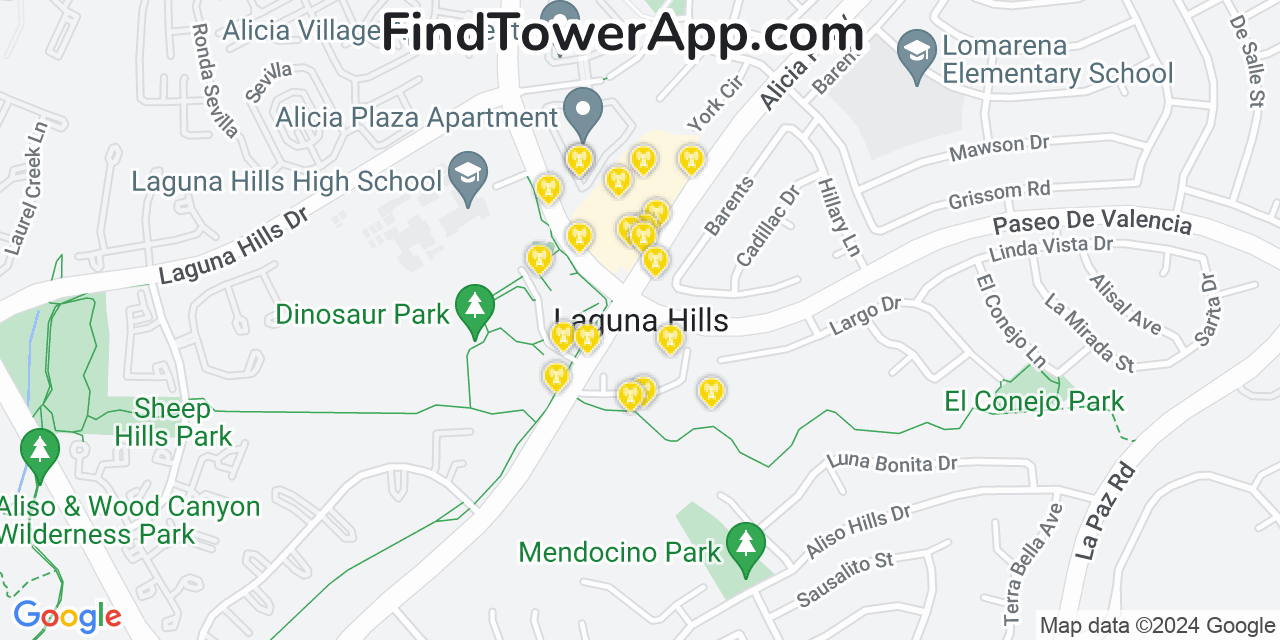 Laguna Hills California Cell Tower Coverage Map