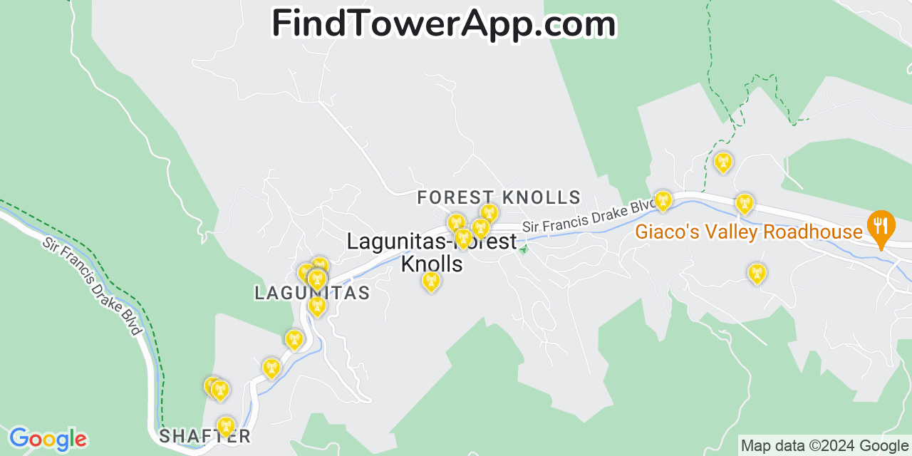 T-Mobile 4G/5G cell tower coverage map Lagunitas Forest Knolls, California