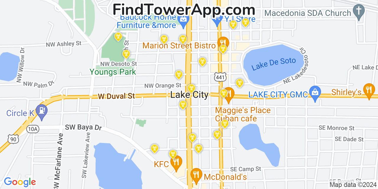 Lake City Florida Cell Tower Coverage Map