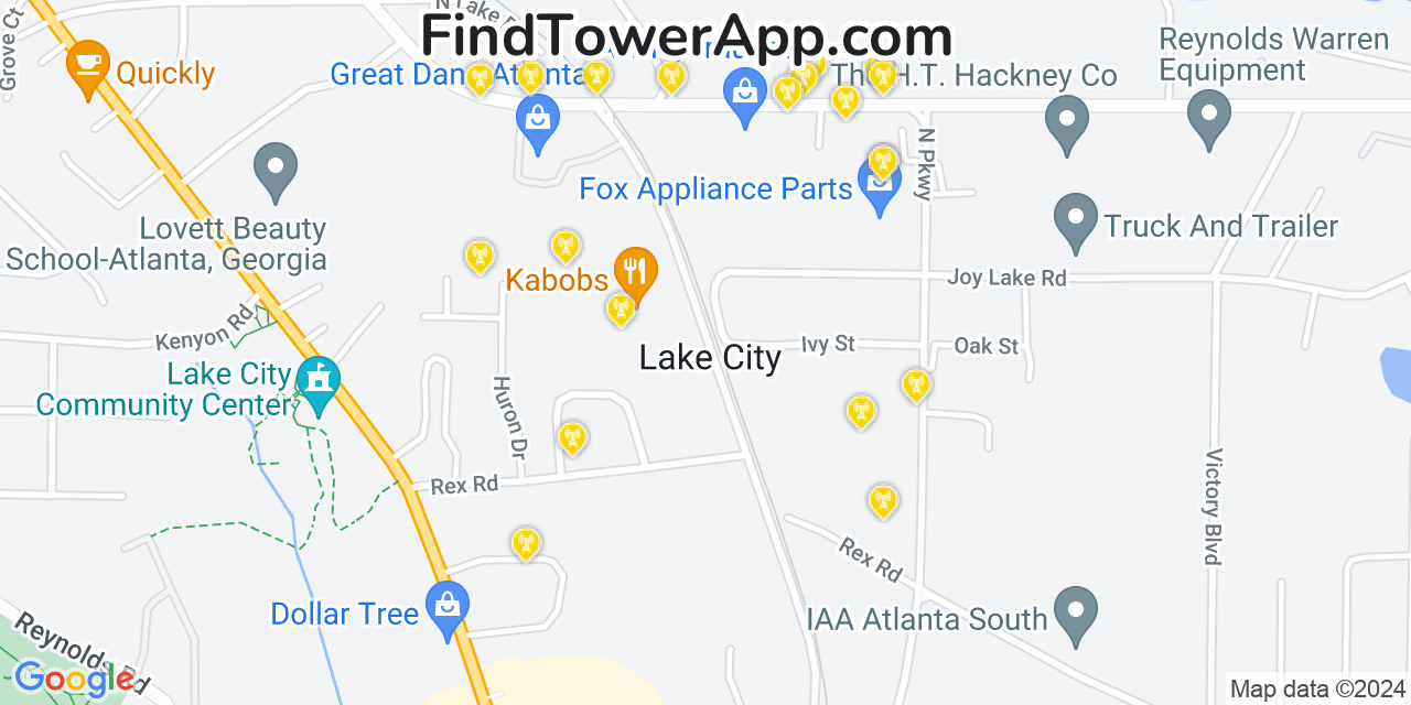 T-Mobile 4G/5G cell tower coverage map Lake City, Georgia