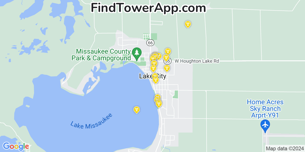 T-Mobile 4G/5G cell tower coverage map Lake City, Michigan