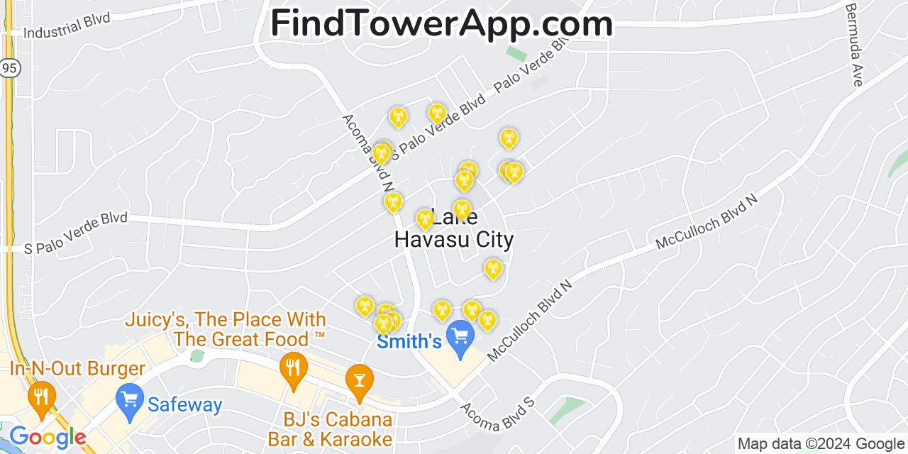 AT&T 4G/5G cell tower coverage map Lake Havasu City, Arizona